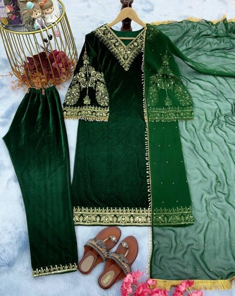 Indian Pakistani Velvet Sequin Embroidered Salwar Kameez Collection  Ready To Wear Collection