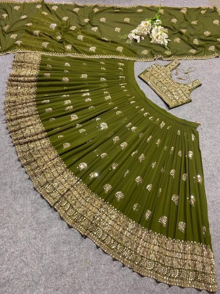 Indian Sequence Georgette Lehenga Choli With Zari   Embroidery Work  Designer Lehenga Choli