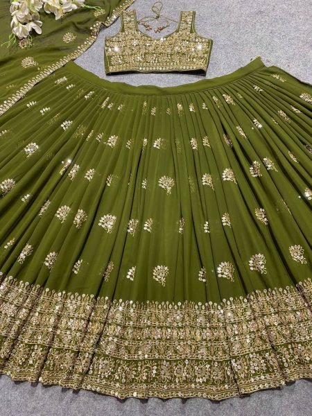 Indian Sequence Georgette Lehenga Choli With Zari   Embroidery Work  Designer Lehenga Choli