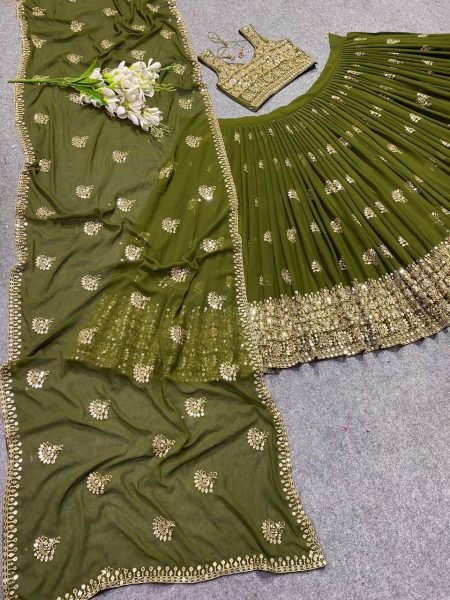 Indian Sequence Georgette Lehenga Choli With Zari   Embroidery Work  Designer Lehenga Choli
