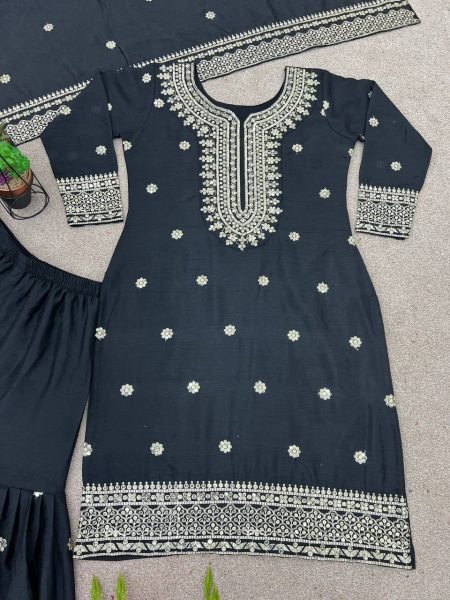 Indian Wear Pure Heavy Chinnon Silk Sharara Suits  Ready To Wear Collection