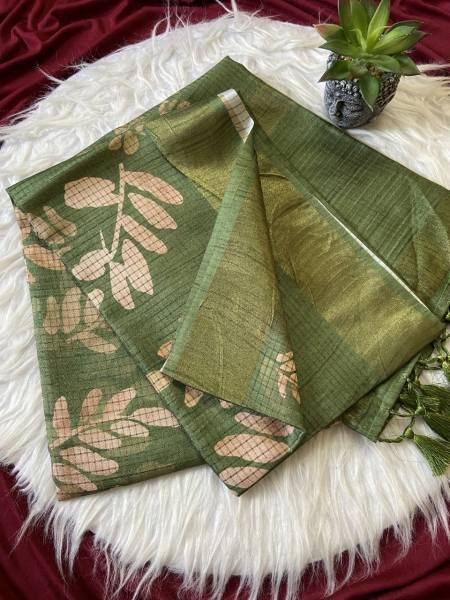 Inspiring Soft Tussar Silk Saree with Tassels And Checks Pattern Design For Shop Owner Silk Sarees Wholesale