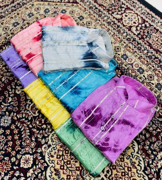  ITALIAN SILK SHIBORI KURTA PAJAMA WITH CROCHET PATTERN Kurta Pajama Wholesale