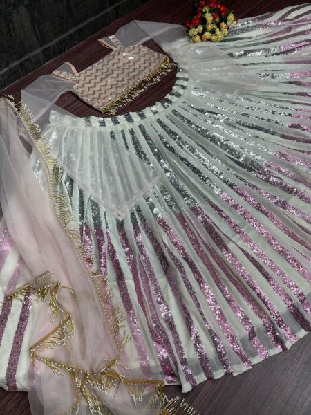 Jannat Zubair Wear White Sequence Work Lehenga Choli Designer Lehenga Choli