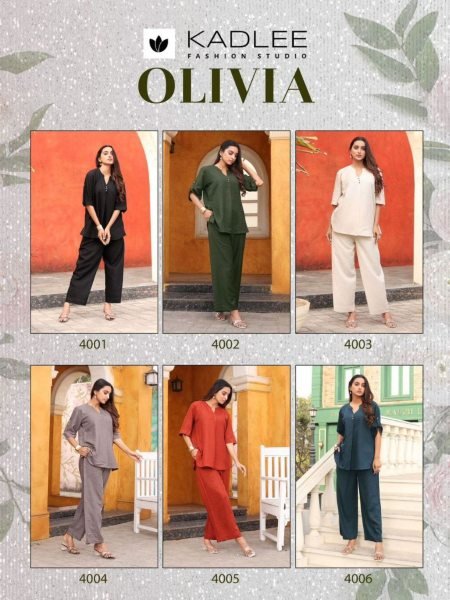 Kadlee Olivia Rayon Flex Co Ord Set Stylish Top  & Bottom for Women Full Set Kurti