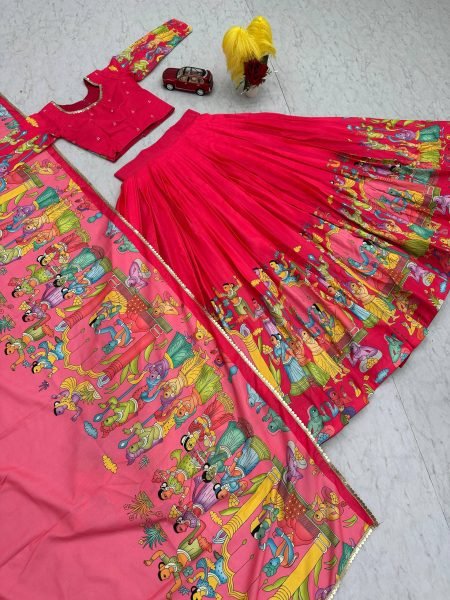 Kalamkari Cotton Lehenga Choli with Flared Lehenga and Dupatta for Celebrations Designer Lehenga Choli