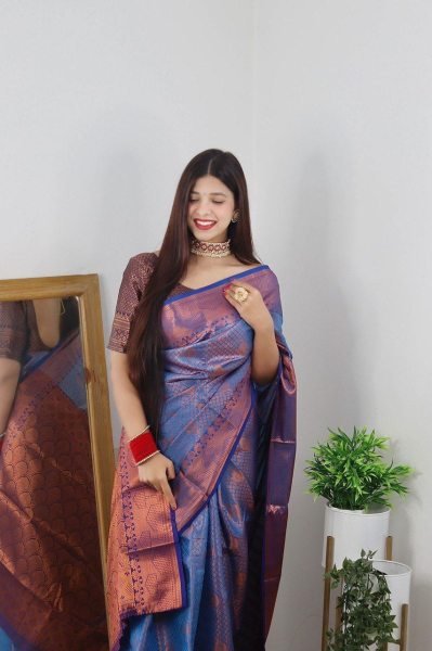 Kanjivaram Soft Silk Heavy Zari Wth Butta Work Saree Silk Sarees Wholesale