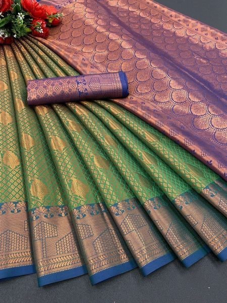 Kanjivaram Soft Silk Heavy Zari Wth Butta Work Saree Silk Sarees Wholesale