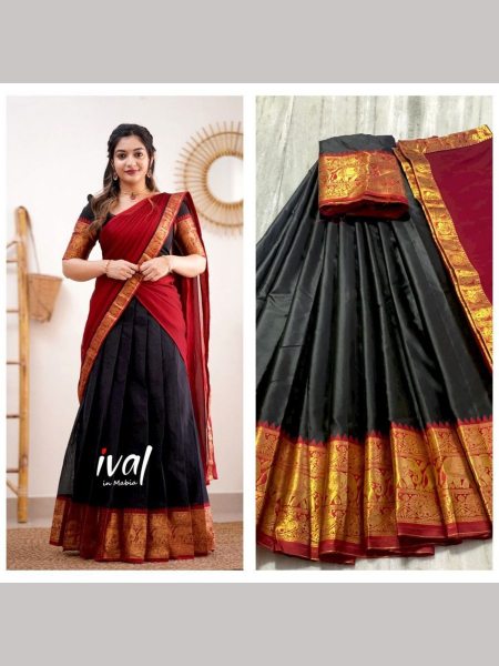 Kanjiveram Silk Pure Zari Half Saree Half Saree Lehenga