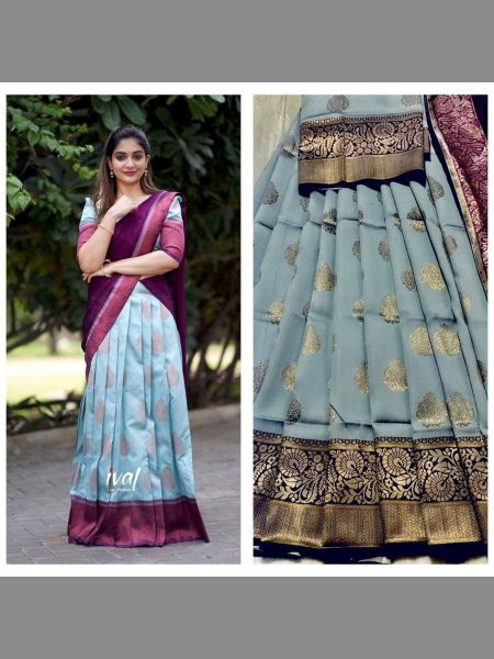 Kanjiveram Silk Pure Zari Half Saree Half Saree Lehenga