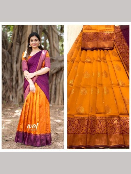 Kanjiveram Silk Pure Zari Half Saree Half Saree Lehenga