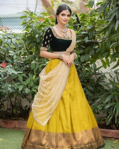 Kanjiveram Silk Zari Half Saree Lehnega  Half Saree Lehenga