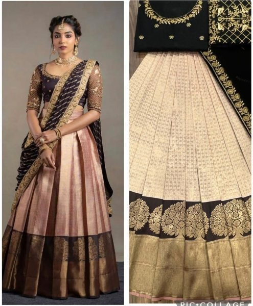 Kanjiveram Zari  Silk  Half Saree Lehanga Choli   Half Saree Lehenga