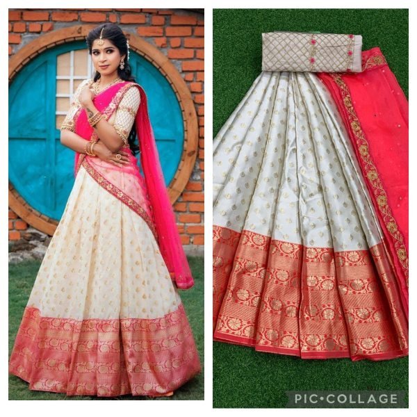 Kanjiveram Zari  Silk  Half Saree Lehanga Choli   Half Saree Lehenga