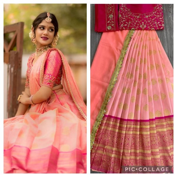 Kanjiveram Zari  Silk  Half Saree Lehanga Choli   Half Saree Lehenga