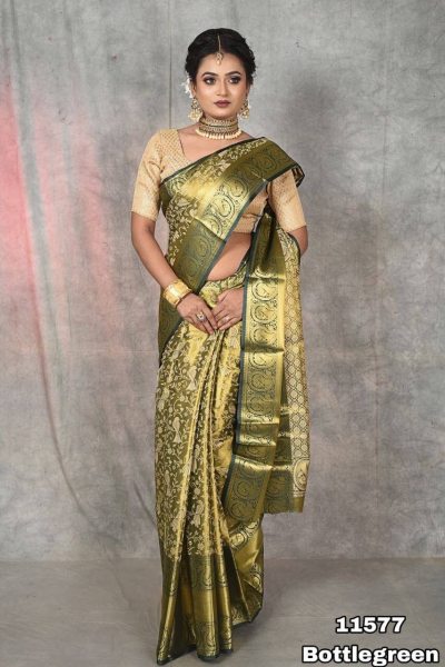 Kanjiviram pattu silk pure gold zari weaving Saree South Indian Saree 