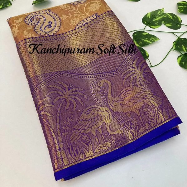 Kanjiviram silk zari weaving with peacock design weaving  Saree South Indian Saree 