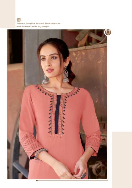 Kaveri Heavy Rayon with Handwork   Embroidery Straight Kurti 6 pcs Catalog Full Set Kurti