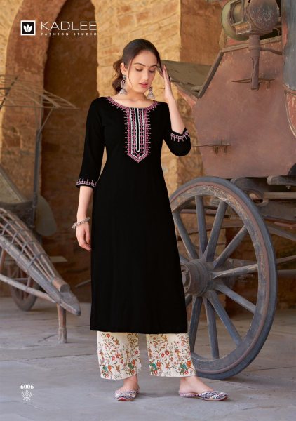 Kaveri Heavy Rayon with Handwork   Embroidery Straight Kurti 6 pcs Catalog Full Set Kurti