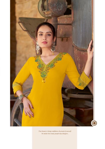 Kaveri Heavy Rayon with Handwork   Embroidery Straight Kurti 6 pcs Catalog Full Set Kurti