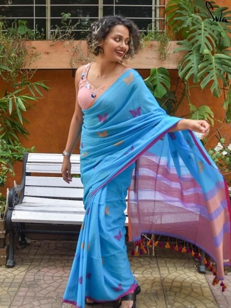  Khadi Cotton Saree With Blouse Piece Party Wedding Wear For Women 