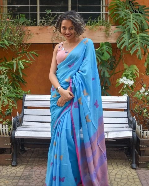  Khadi Cotton Saree With Blouse Piece Party Wedding Wear For Women Cotton Sarees Wholesale