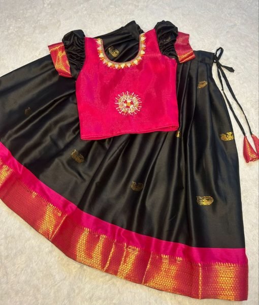 Pongal and Sankranti Special Green and Pink Girla lehenga  Girls Wear