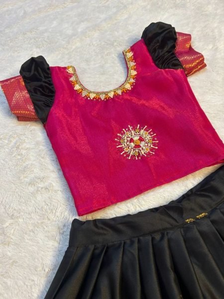 Pongal and Sankranti Special Green and Pink Girla lehenga  Girls Wear