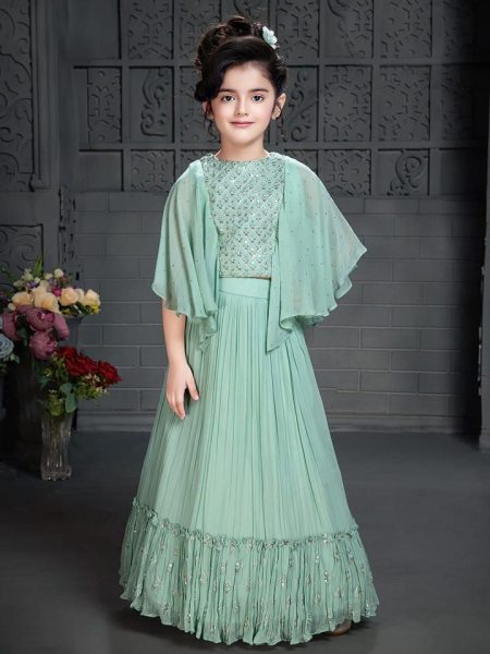 Kids Function Party Wear Georgette Lehenga Choli Girls Wear