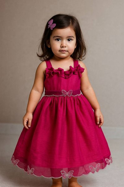 Kids Silk Party Gown with Embroidery and Cotton Inner Stylish Look Girls Wear