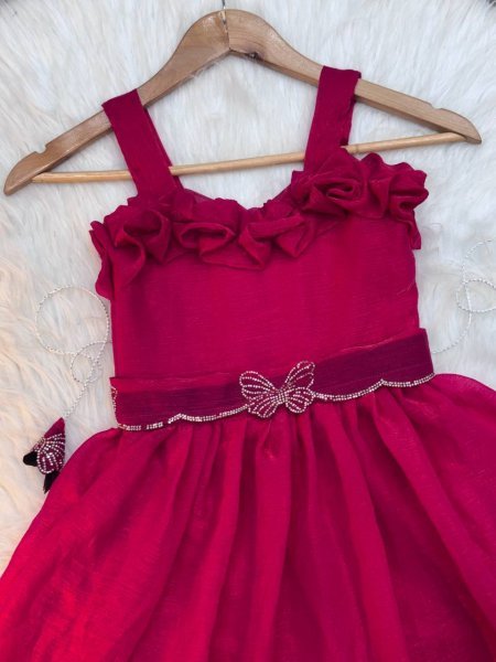 Kids Silk Party Gown with Embroidery and Cotton Inner Stylish Look Girls Wear