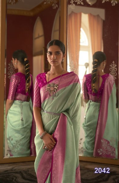 Kimora SANGANER Tradition  Pure Georgette   With Jari Weaving Saree Georgette Sarees Wholesale