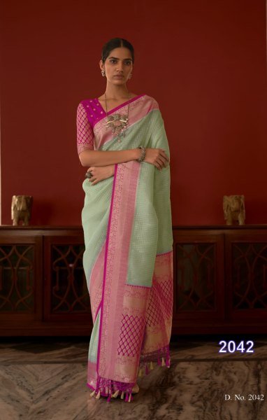 Kimora SANGANER Tradition  Pure Georgette   With Jari Weaving Saree Georgette Sarees Wholesale