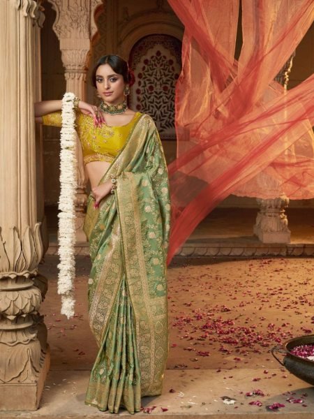 KIRA KAYA Satin Silk Saree Set 8 Pcs Wedding Collection for Women 