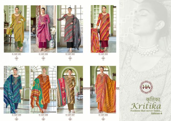 KRITIKA VOL 4 Pure Rayon with Digital Print with Foil    Swarovski Diamond Work Dress Material 8 Pcs catalogue Full Set Dress Material