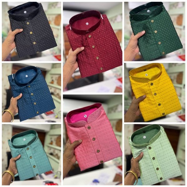 kurta pyjama on jacquard silk fabric with to buti work  Kurta Pajama Wholesale