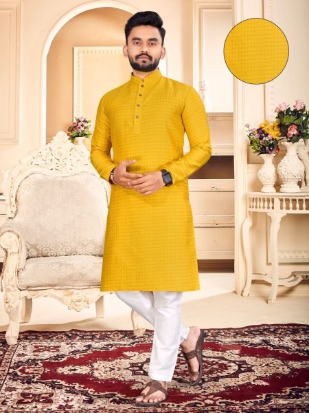 kurta pyjama on jacquard silk fabric with to buti work  Kurta Pajama Wholesale
