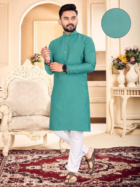 kurta pyjama on jacquard silk fabric with to buti work  Kurta Pajama Wholesale