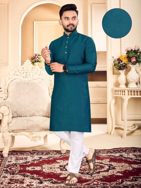kurta pyjama on jacquard silk fabric with to buti work  Kurta Pajama Wholesale