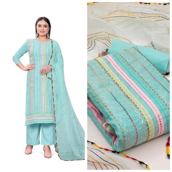 Ladies Chanderi Cotton Dress Material  Cotton Dress Material