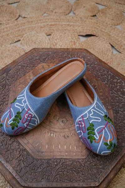 ladies denim jutti with leather finish stylish ethnic flats for resellers Fashion Accessories Wholesale
