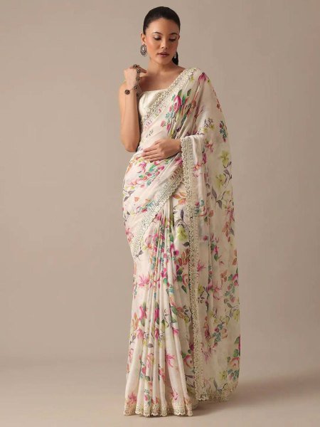 Fancy Georgette Saree Floral Chiffon Design Best Offers on Fancy Georgette Sarees Pure Chiffon Sarees Wholesale