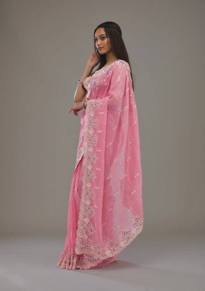 Latest Collection Designer Saree with Embroidery Sequins Wholesale Sarees in Surat Embroidery Sarees Wholesale