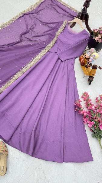 Latest Collection Of French Micro Gown With Faux Georgette Sequence Work Dupatta Ready To Wear Collection