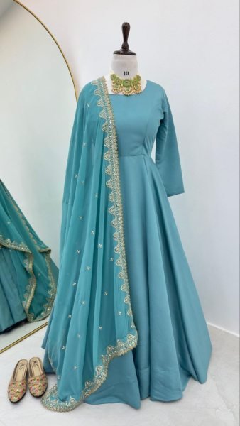 Latest Collection Of French Micro Gown With Faux Georgette Sequence Work Dupatta Ready To Wear Collection
