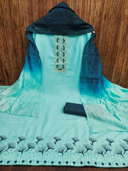 Latest Cotton Dress Material With Multi Sequence Work With Diable Dupatta For Women Cotton Dress Material