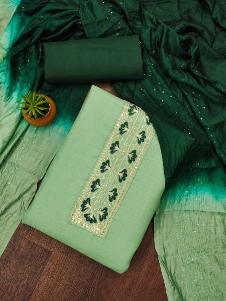 Latest Cotton Dress Material With Multi Sequence Work With Diable Dupatta For Women Cotton Dress Material