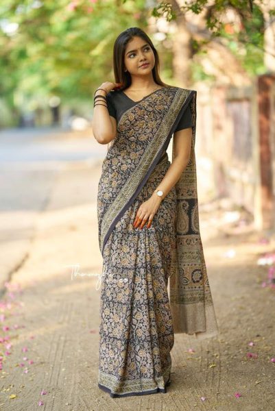 Latest Cotton Kalamkari Digital Print Saree  Cotton Sarees Wholesale