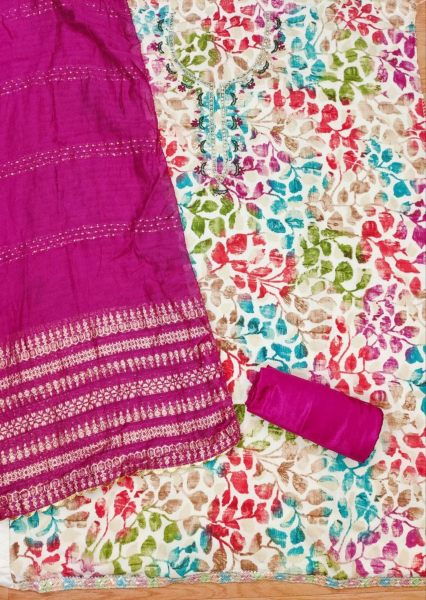 Latest Cotton Unstitch Dress Material With Hand Work  Cotton Dress Material