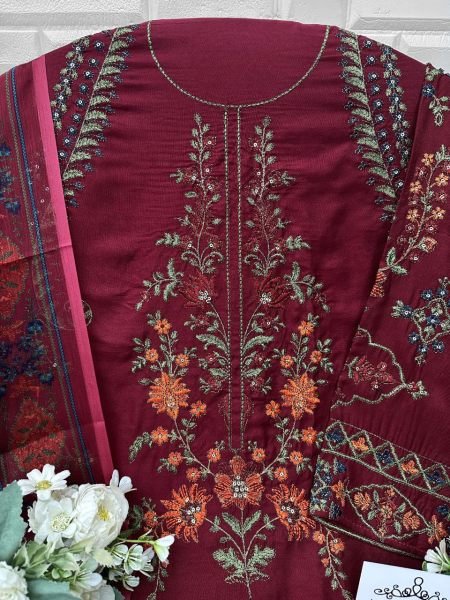 Latest Pakistani 3 Piece Suit Soft Reyon Self Embroidery Silver Chiffon Digital DupattaTrending Now  Pakistani Suits Wholesale